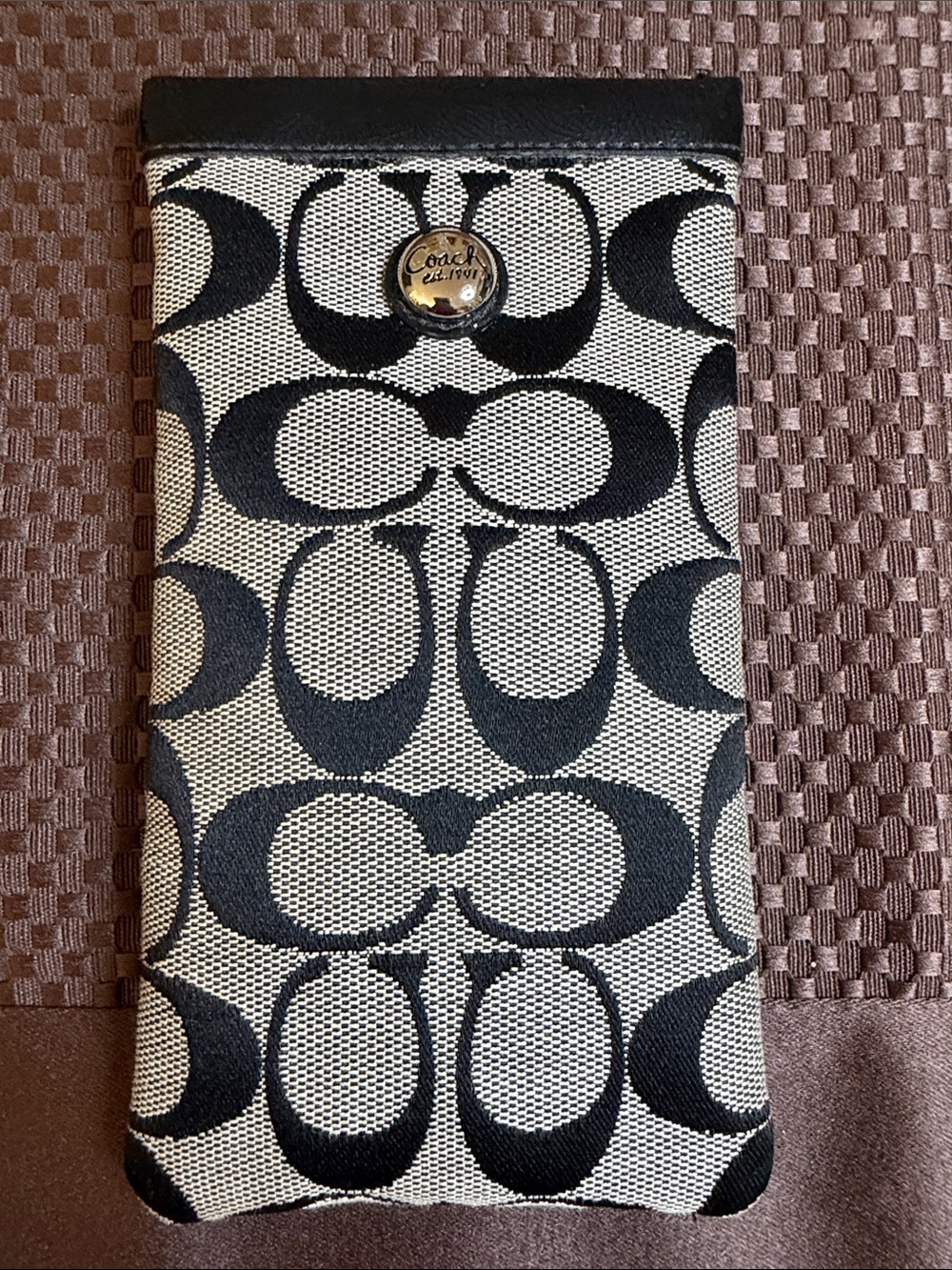 Vintage Coach Black Signature Monogram Eyeglass Pouch